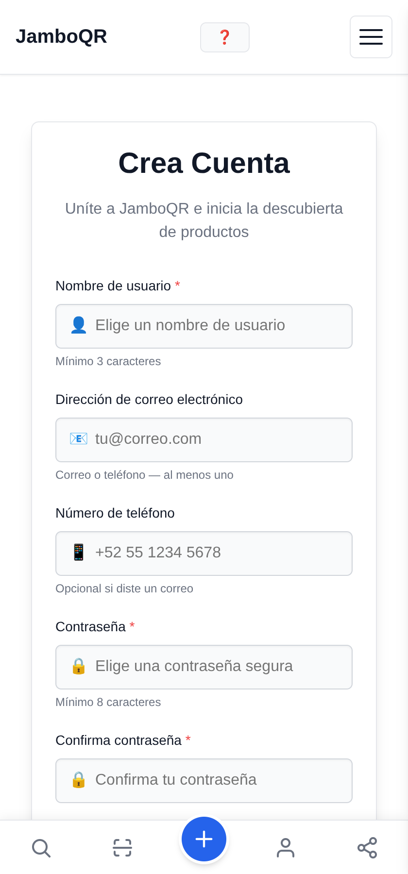 Crea tu cuenta