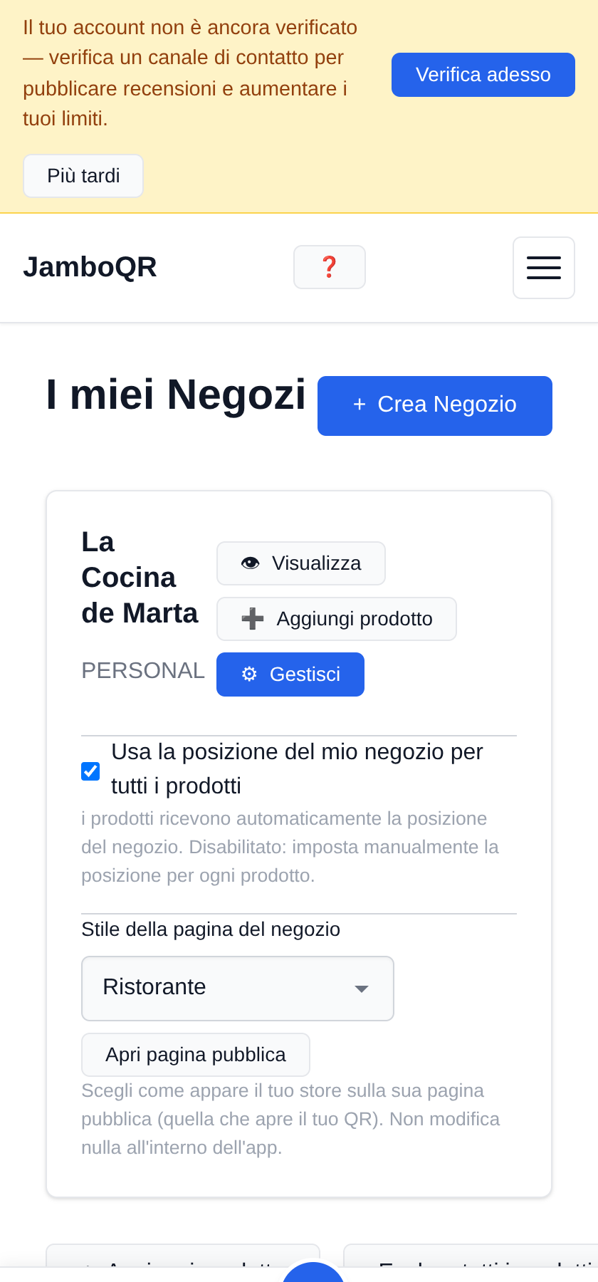 Metti il menù del tuo ristorante su un QR, gratis Il tuo locale esiste già