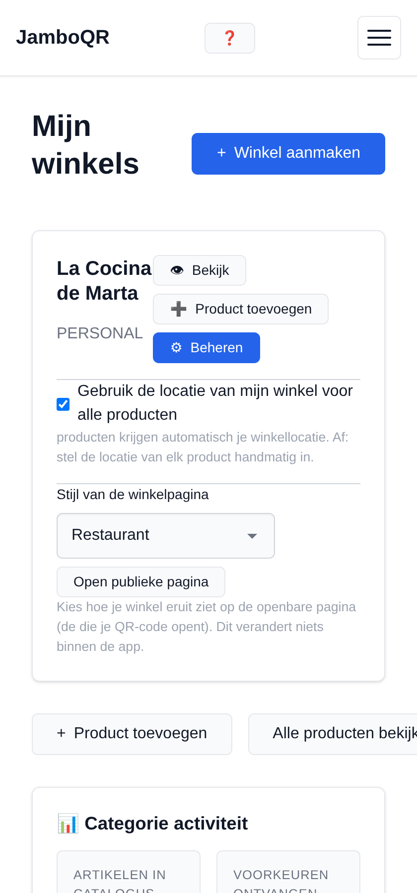 Zet uw menukaart gratis op een QR-code Uw winkel bestaat al