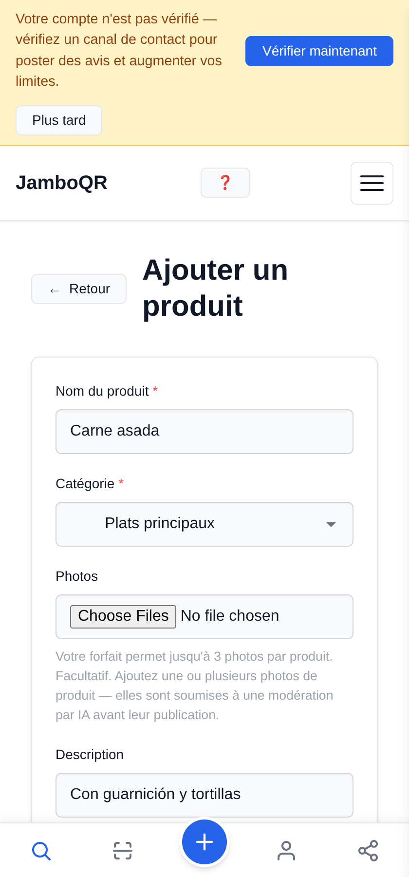 Ajoutez votre premier plat