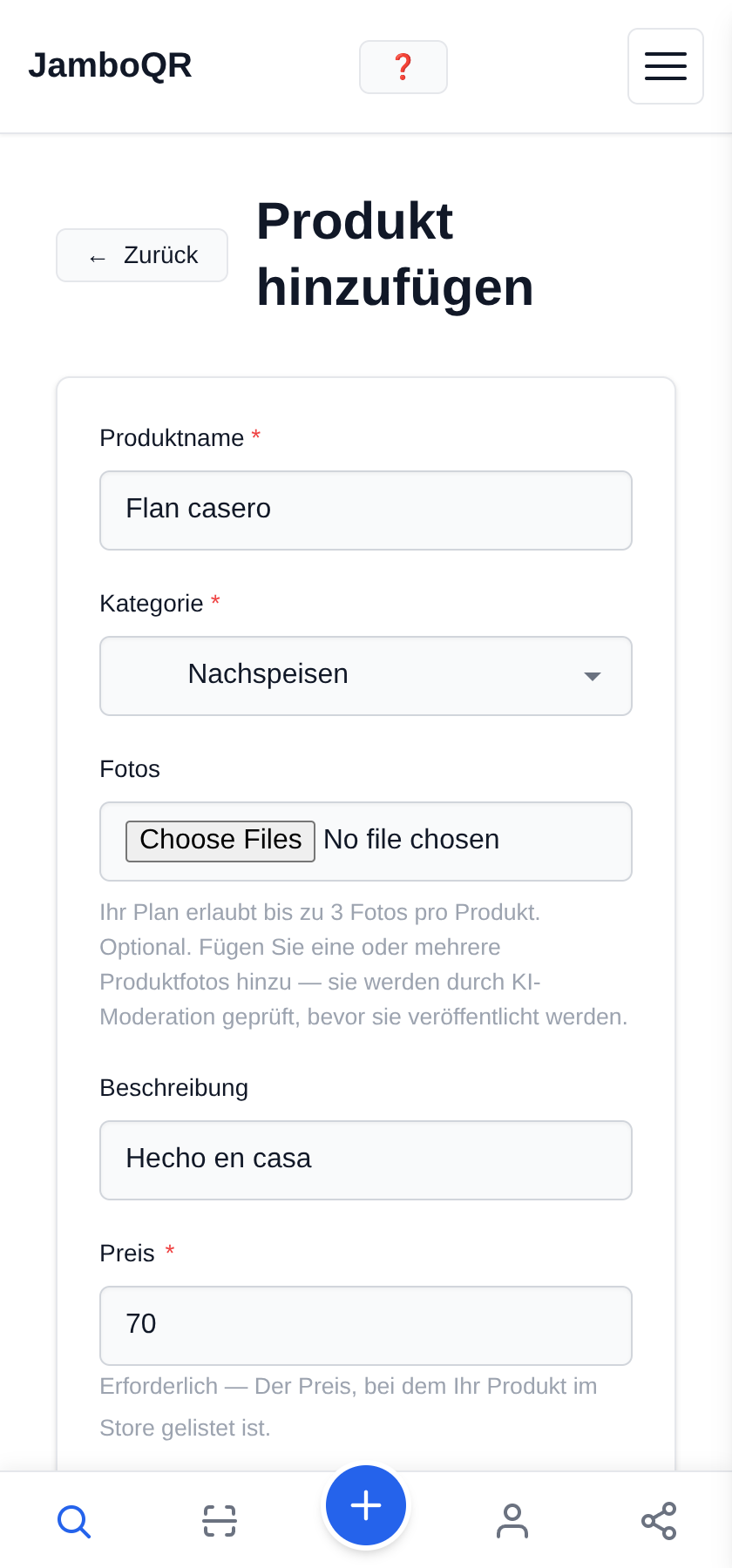 Bringen Sie Ihre Speisekarte kostenlos auf einen QR-Code Noch eins, in einem anderen Abschnitt