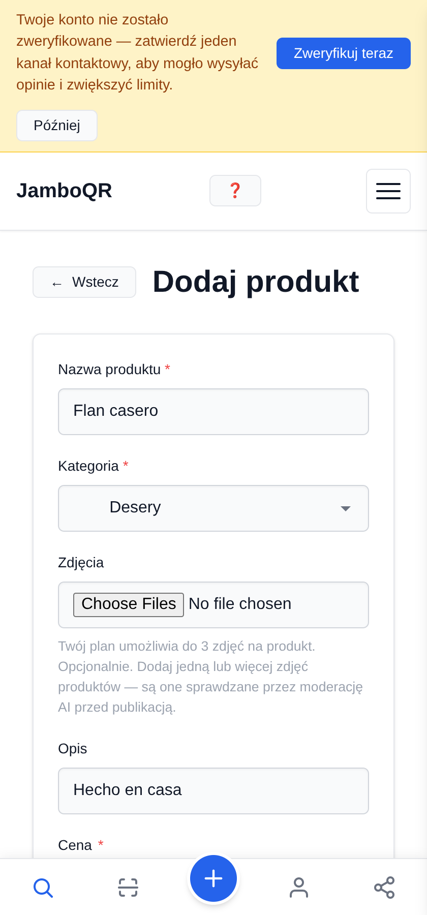 Umieść menu swojej restauracji w kodzie QR — za darmo Dodaj kolejne, w innej sekcji