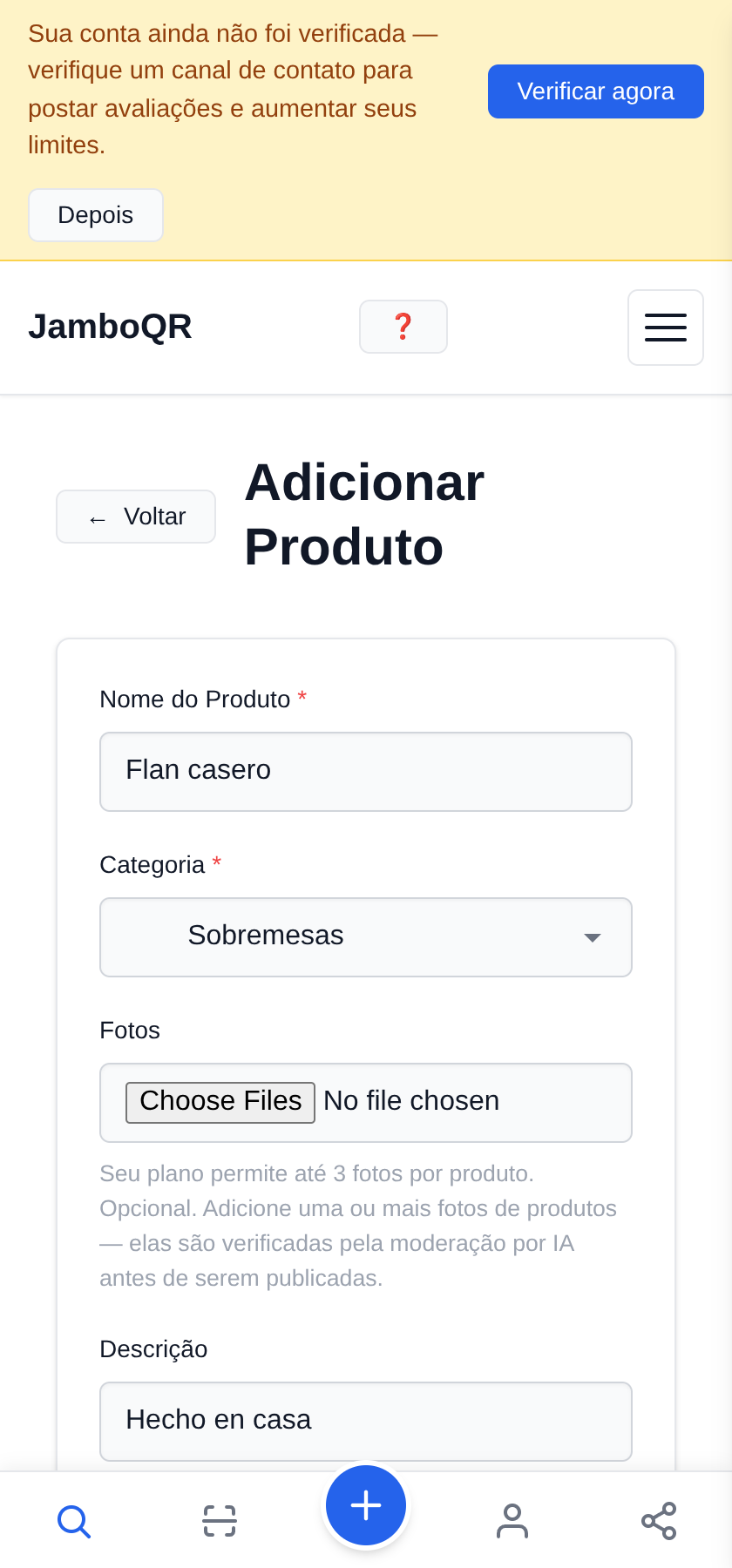 Adicione outro, em outra seção