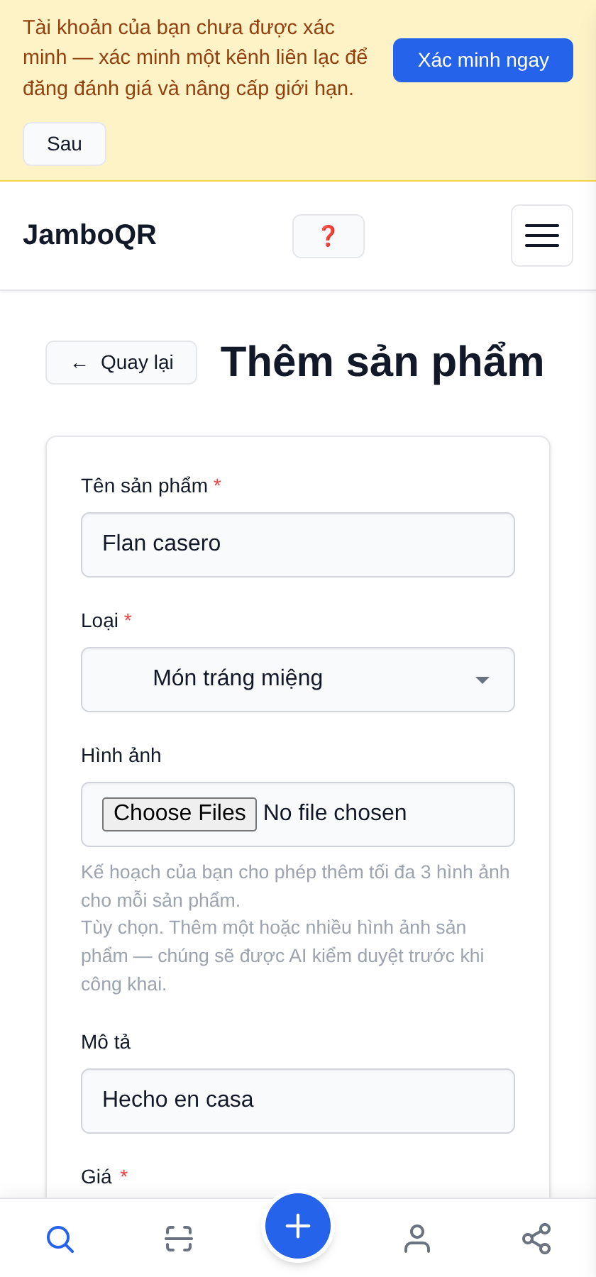 Đưa thực đơn nhà hàng của bạn lên một mã QR, miễn phí Thêm món nữa, ở phần khác