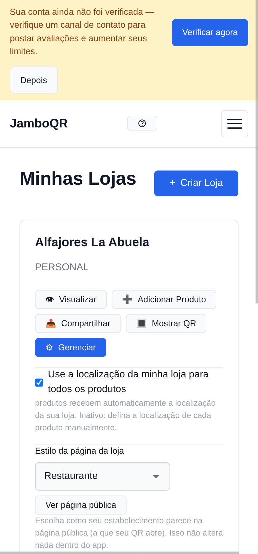 Sua loja já existe
