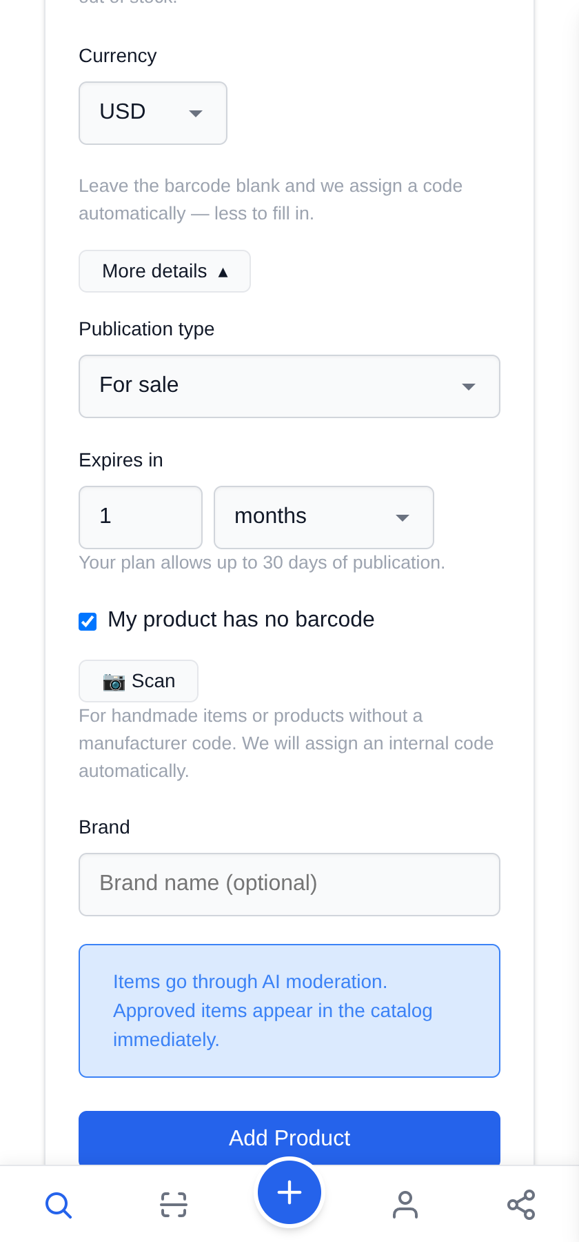 Selling home baking: cakes, cookies and alfajores No barcode: tick the box