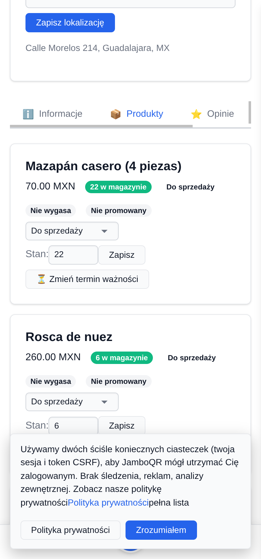 Sprzedaż wypieków: ciasta, ciasteczka i słodycze Miesiąc publikacji, do odnowienia
