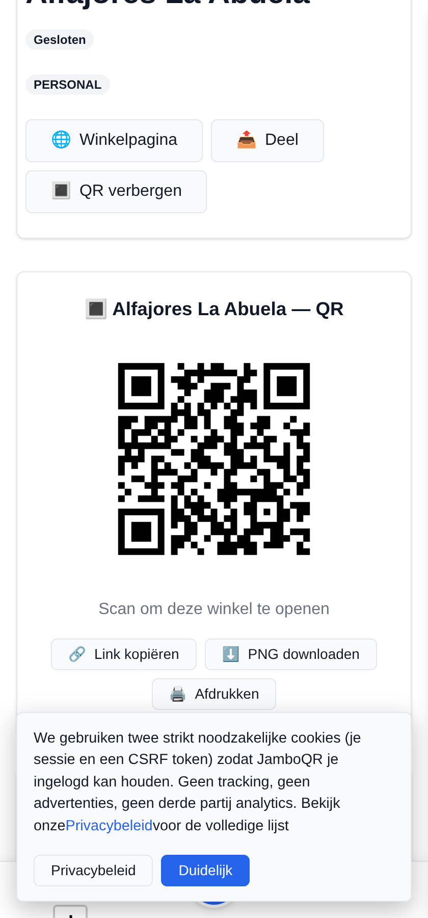 Zelfgebakken verkopen: taarten, koekjes en gebak Je QR voor de toonbank en voor de dozen