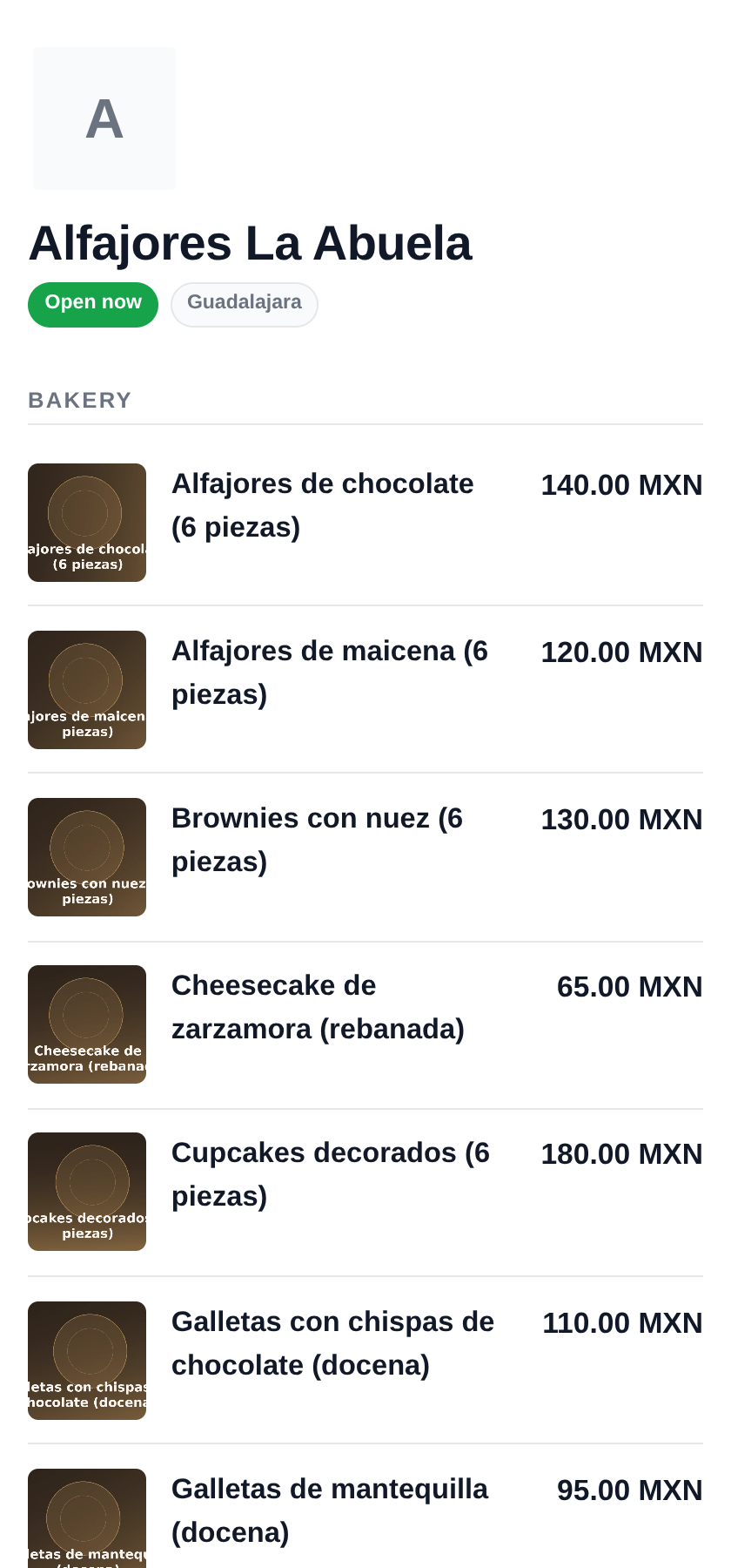 Selling home baking: cakes, cookies and alfajores This is what your customer sees