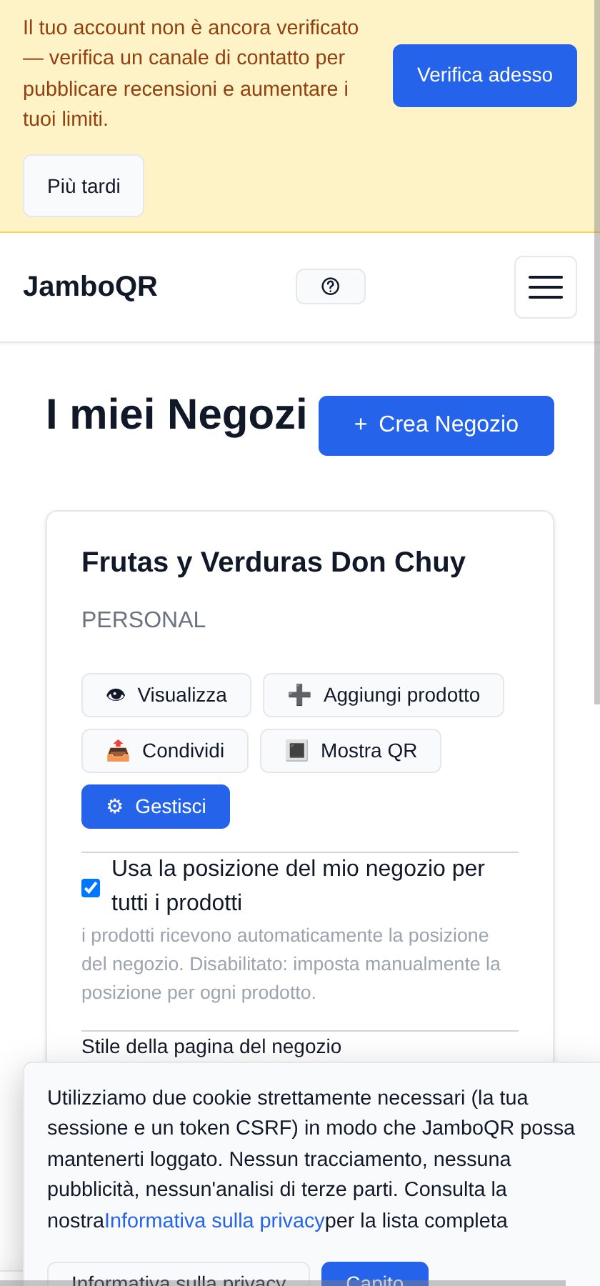 Il mio negozio mobile: un banco, un posto diverso ogni giorno Un solo negozio, quello che hai già