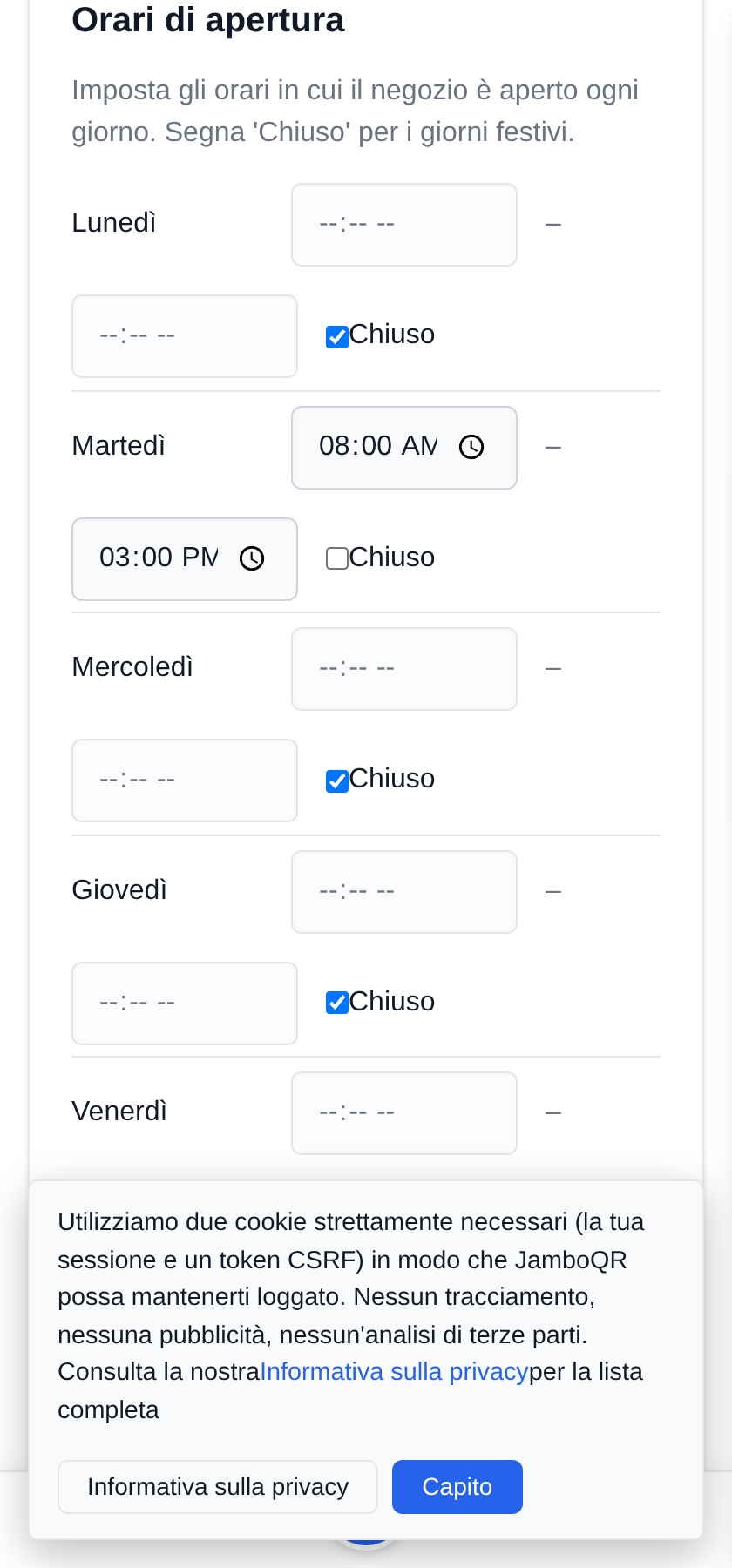 Il mio negozio mobile: un banco, un posto diverso ogni giorno Segna solo i giorni in cui esci