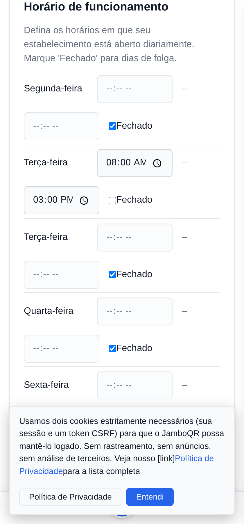 Minha loja móvel: uma barraca, um lugar diferente a cada dia Marque só os dias em que você sai
