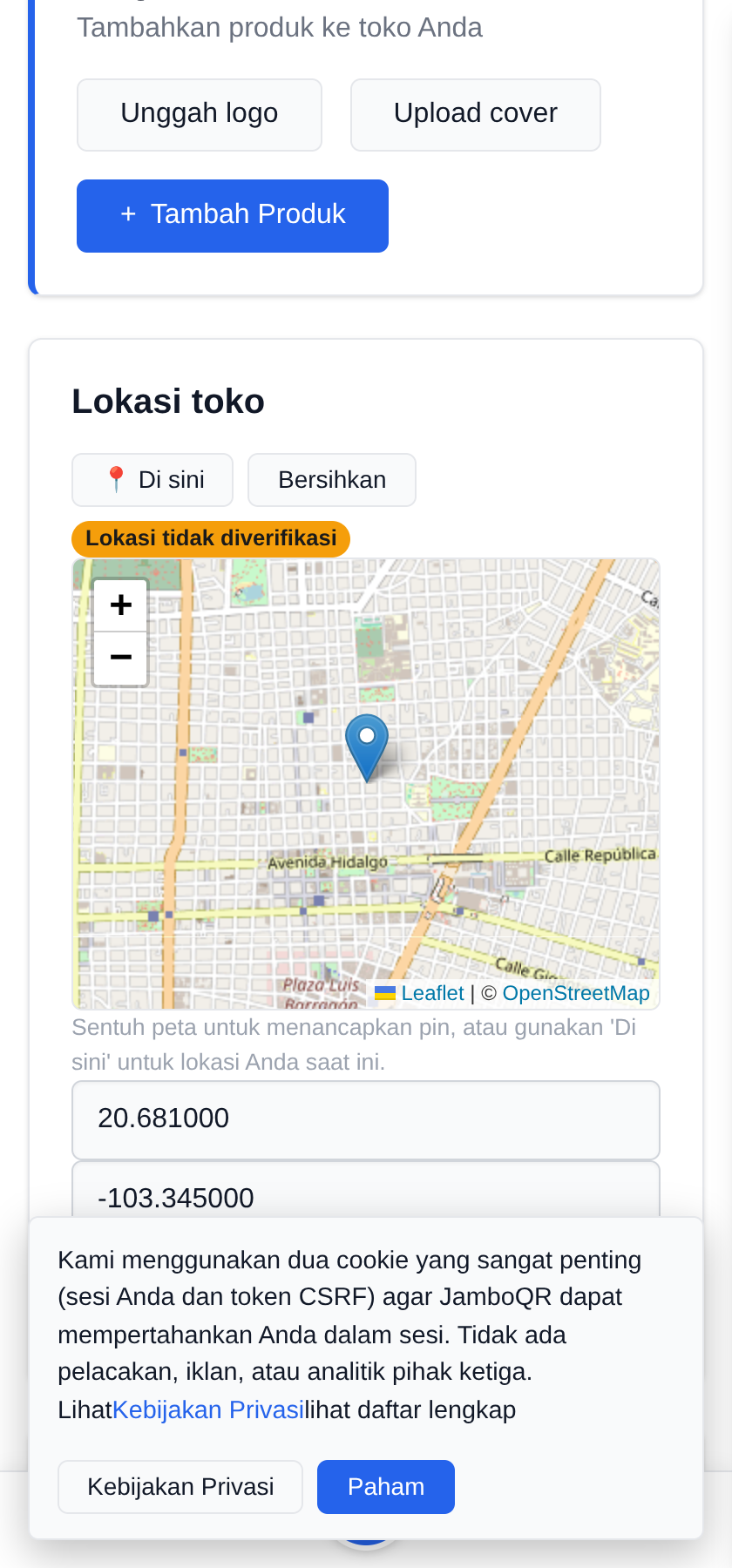 Toko keliling saya: satu lapak, tempat berbeda setiap hari Saat mendirikan lapak, ketuk "Di sini"
