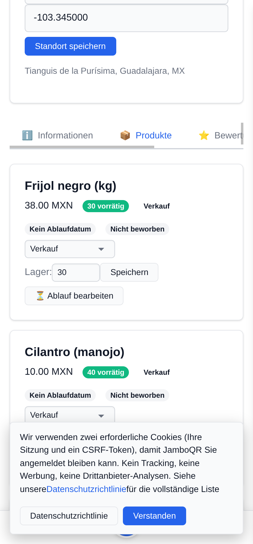 Mein mobiles Geschäft: ein Stand, jeden Tag ein anderer Platz Ausverkauft: Bestand auf null