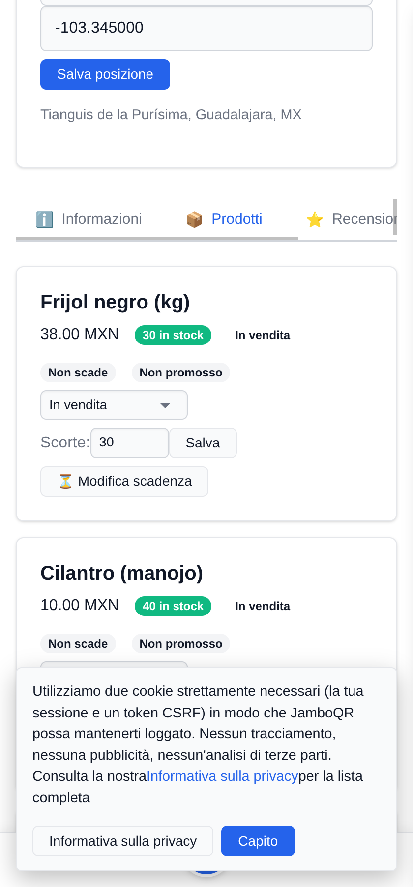 Il mio negozio mobile: un banco, un posto diverso ogni giorno È finito: metti le scorte a zero