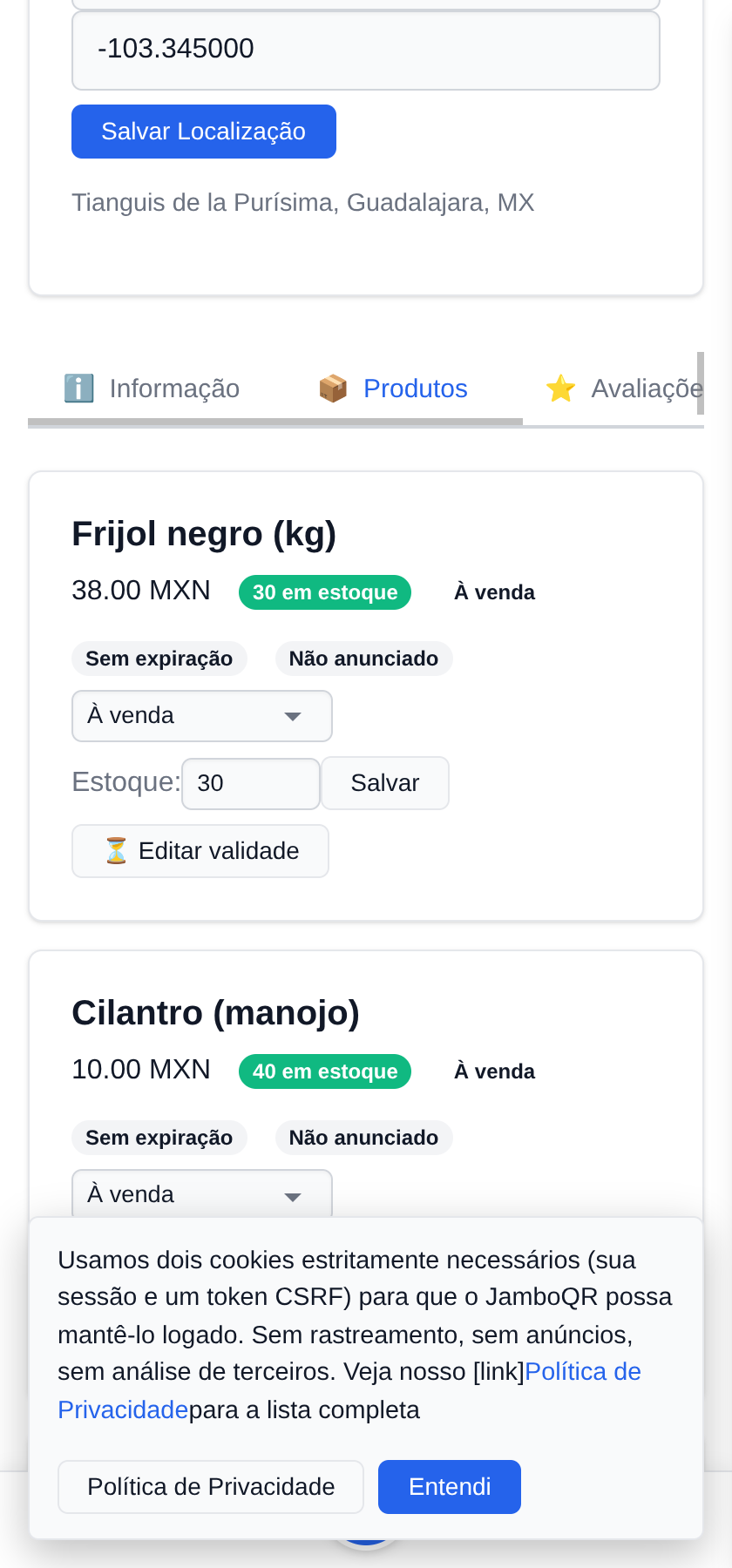 Minha loja móvel: uma barraca, um lugar diferente a cada dia Acabou: coloque o estoque em zero
