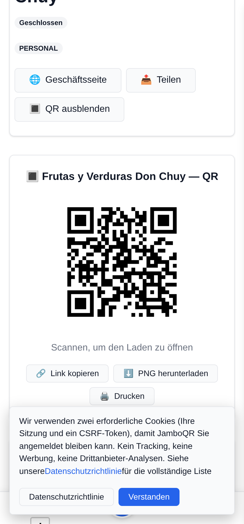 Mein mobiles Geschäft: ein Stand, jeden Tag ein anderer Platz Ein QR-Code für deine Plane
