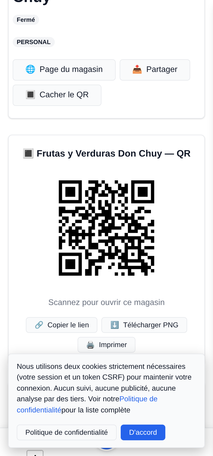 Ma boutique mobile : un étal, un endroit différent chaque jour Un QR pour votre bâche