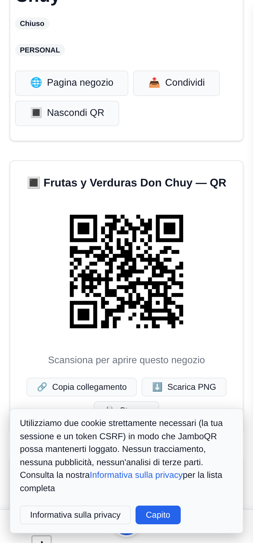 Il mio negozio mobile: un banco, un posto diverso ogni giorno Un QR per il tuo telo