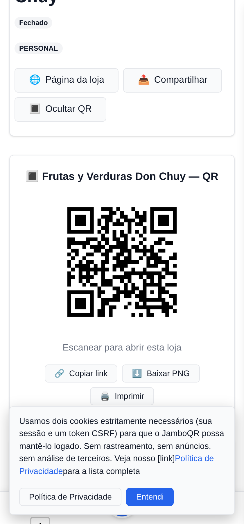Minha loja móvel: uma barraca, um lugar diferente a cada dia Um QR para a sua lona
