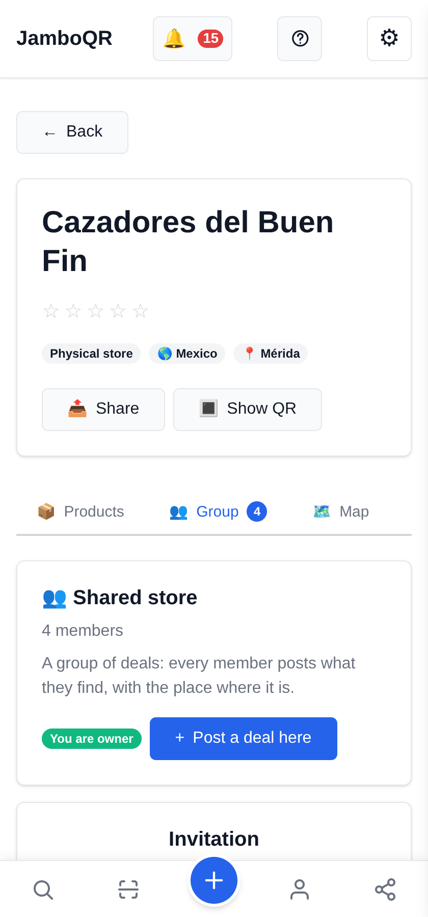Buen Fin with JamboQR: hunt real deals as a group Create the club: a shared store