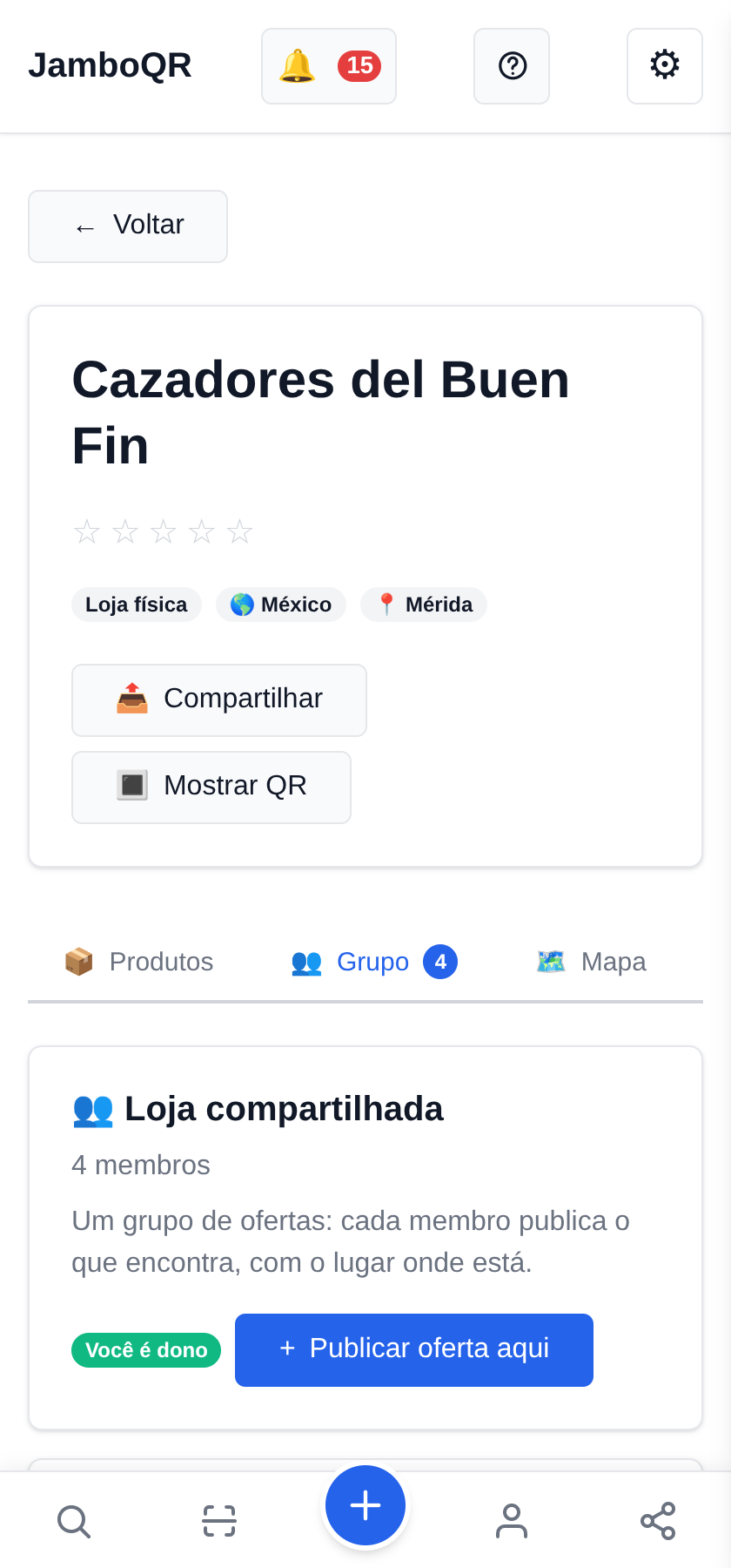 Buen Fin com o JamboQR: cace ofertas de verdade em grupo Crie o clube: uma loja compartilhada