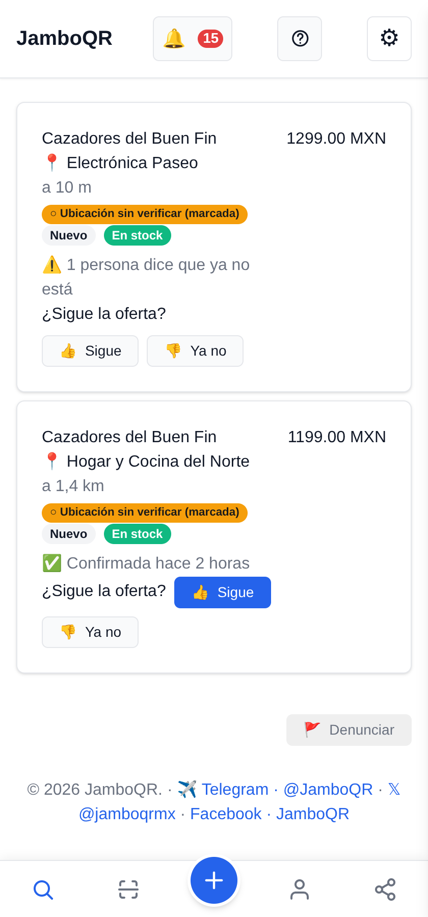 El Buen Fin con JamboQR: caza ofertas reales en grupo El mismo producto en dos tiendas