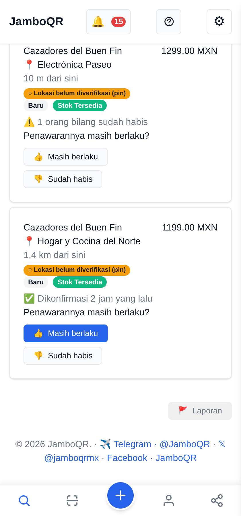Buen Fin bersama JamboQR: berburu penawaran asli bareng-bareng Produk yang sama di dua toko