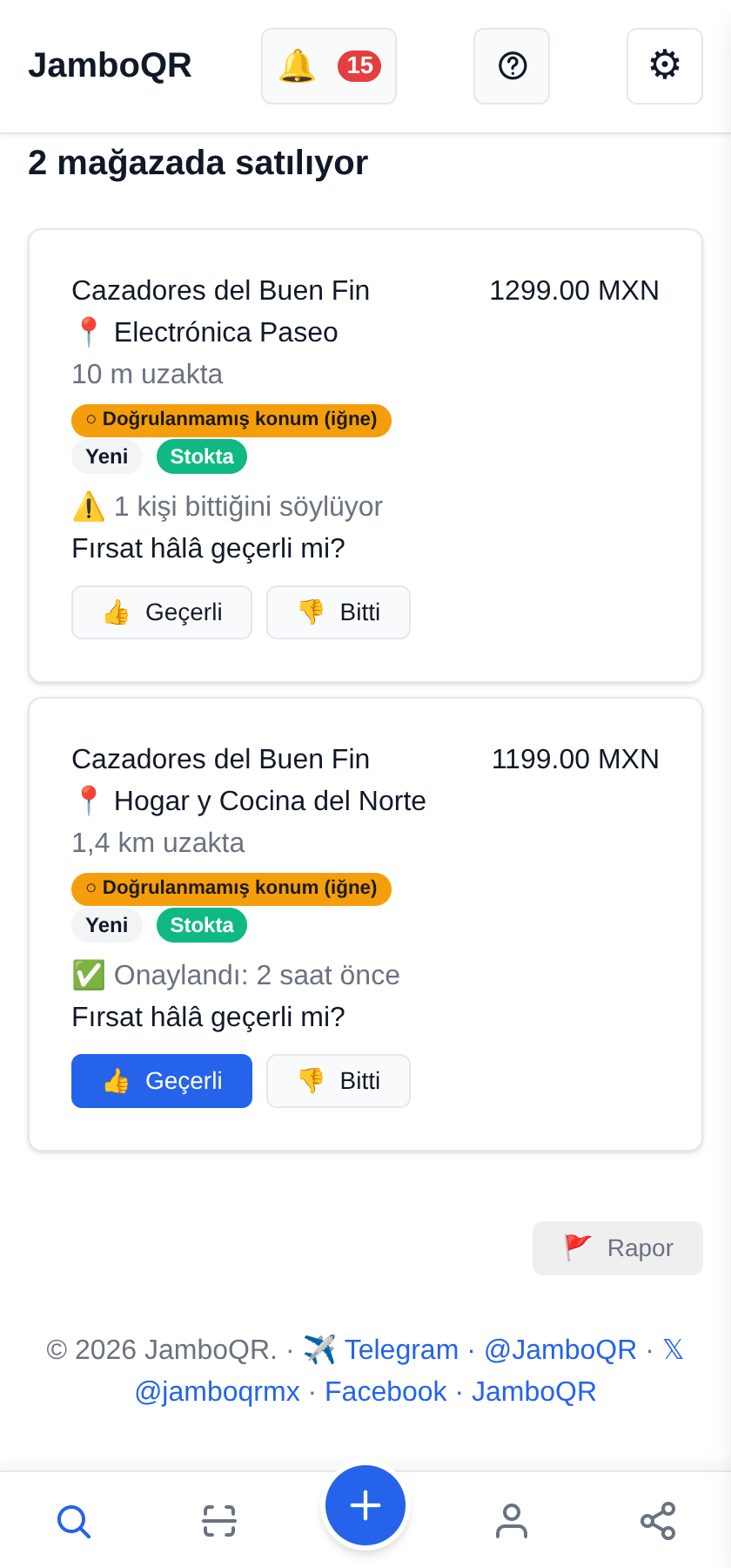JamboQR ile Buen Fin: gerçek fırsatları birlikte avlayın Aynı ürün iki mağazada