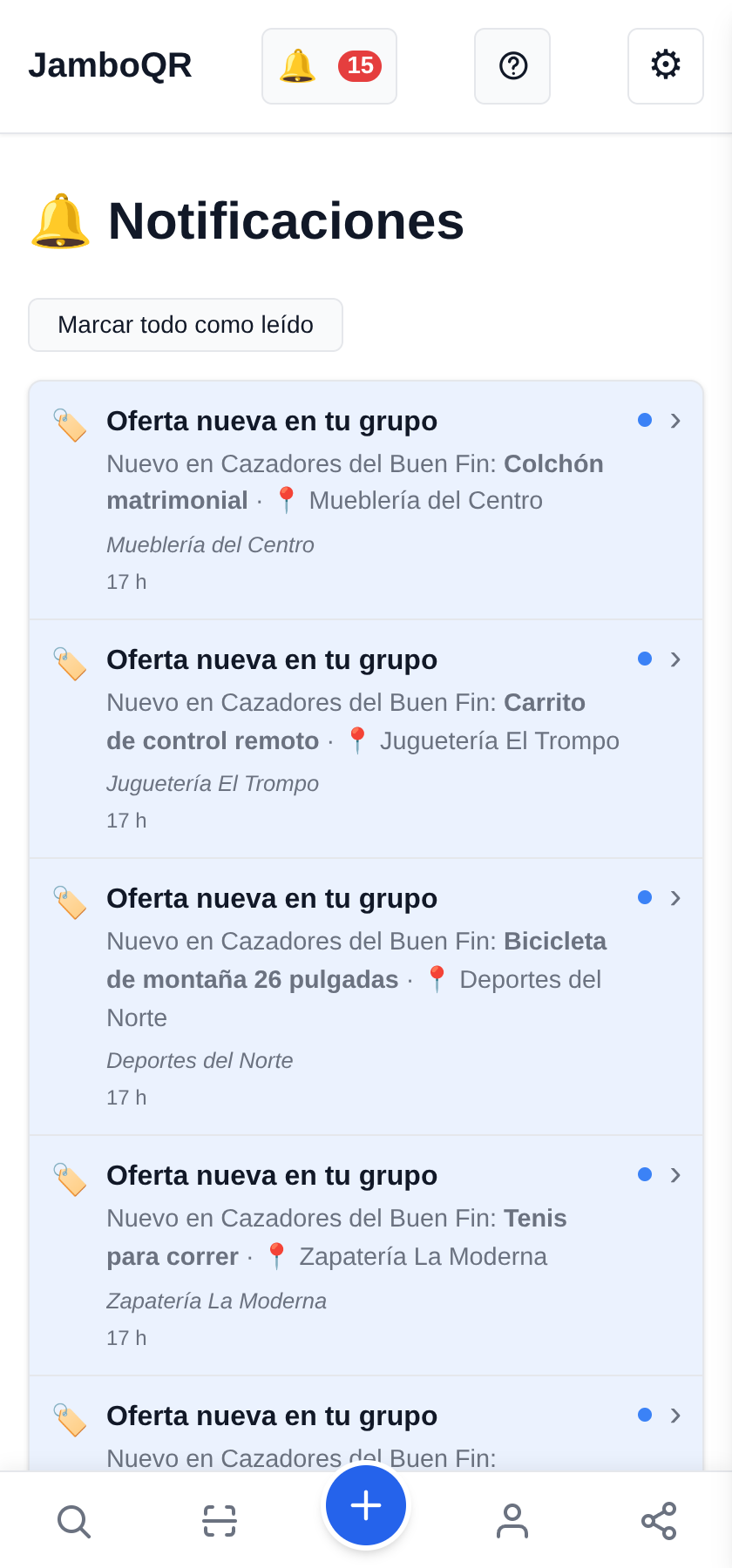 El Buen Fin con JamboQR: caza ofertas reales en grupo La campanita te avisa de cada oferta nueva