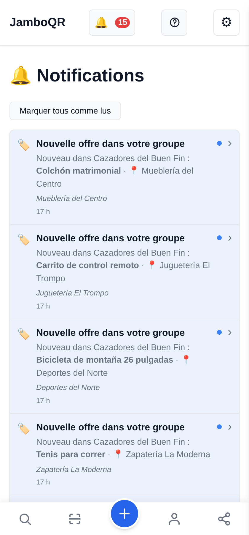 Le Buen Fin avec JamboQR : chassez les vrais bons plans à plusieurs La cloche vous prévient à chaque nouvelle offre