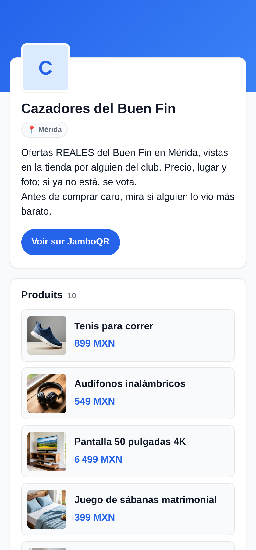 Le Buen Fin avec JamboQR : chassez les vrais bons plans à plusieurs Et la page publique du club