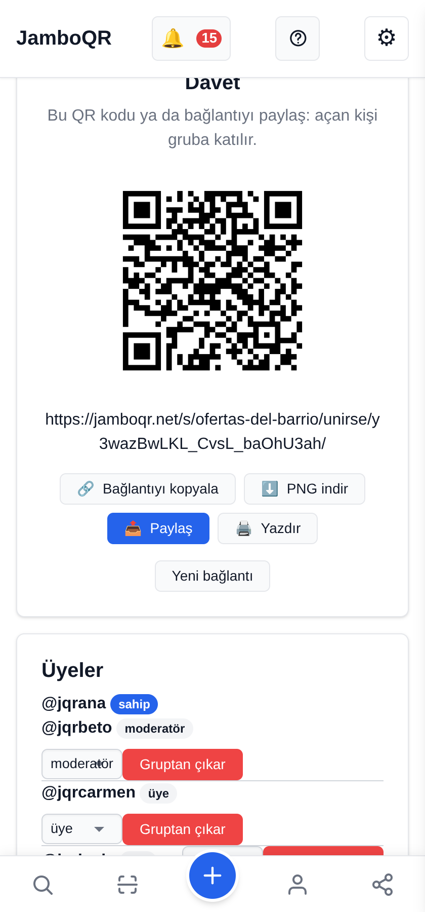 Davet: mahalle için bir QR