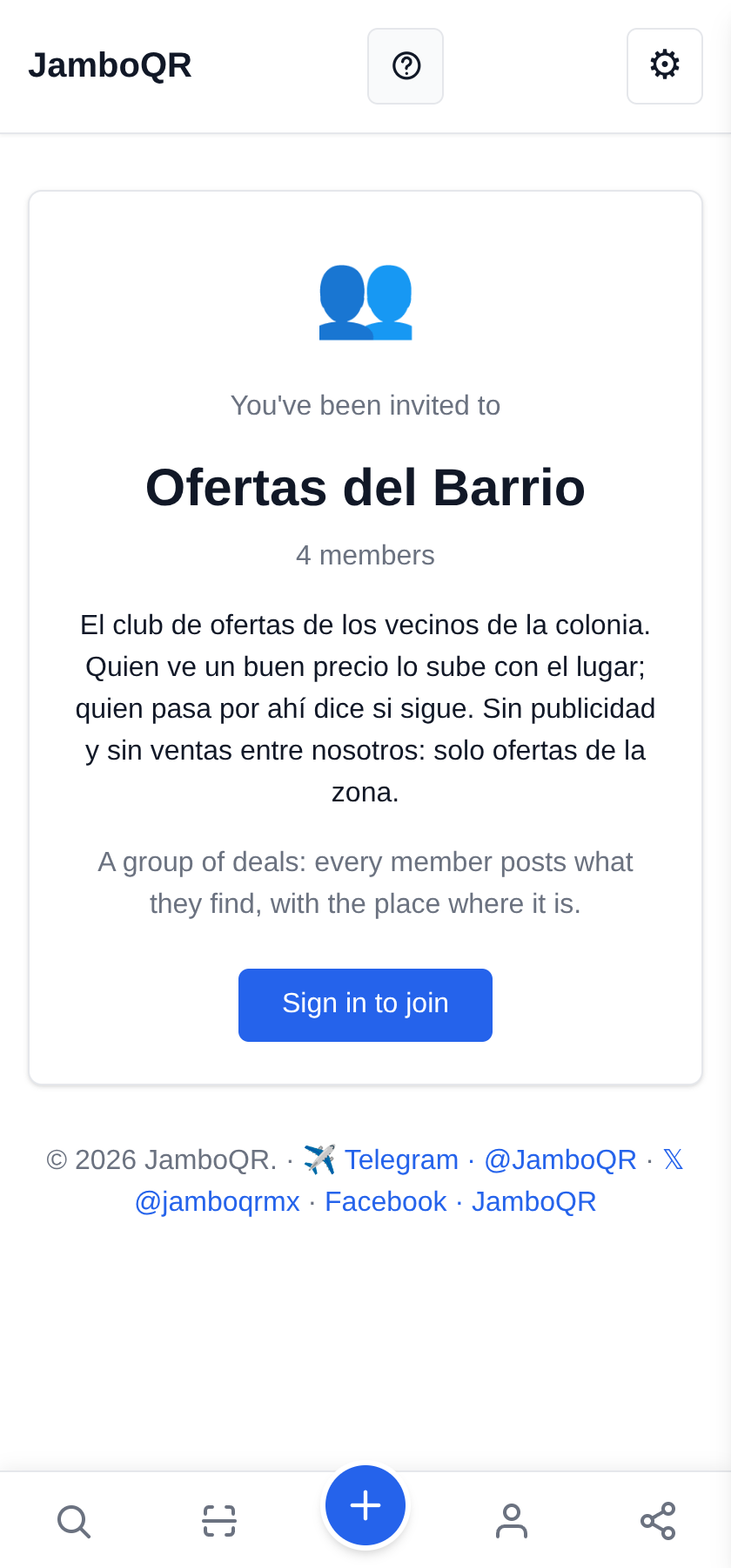 Start a deals club with your neighbours What the neighbour who scans it sees