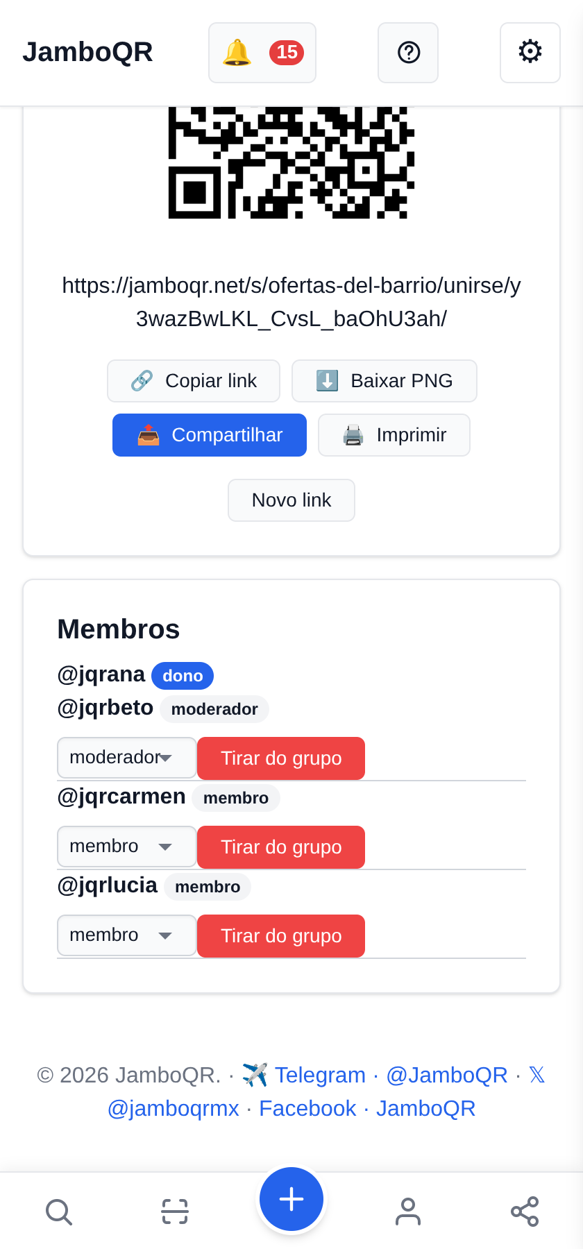 Membros e moderadores