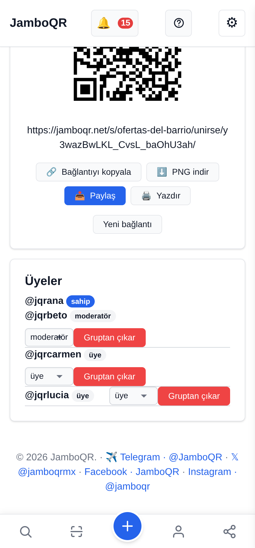 Üyeler ve moderatörler