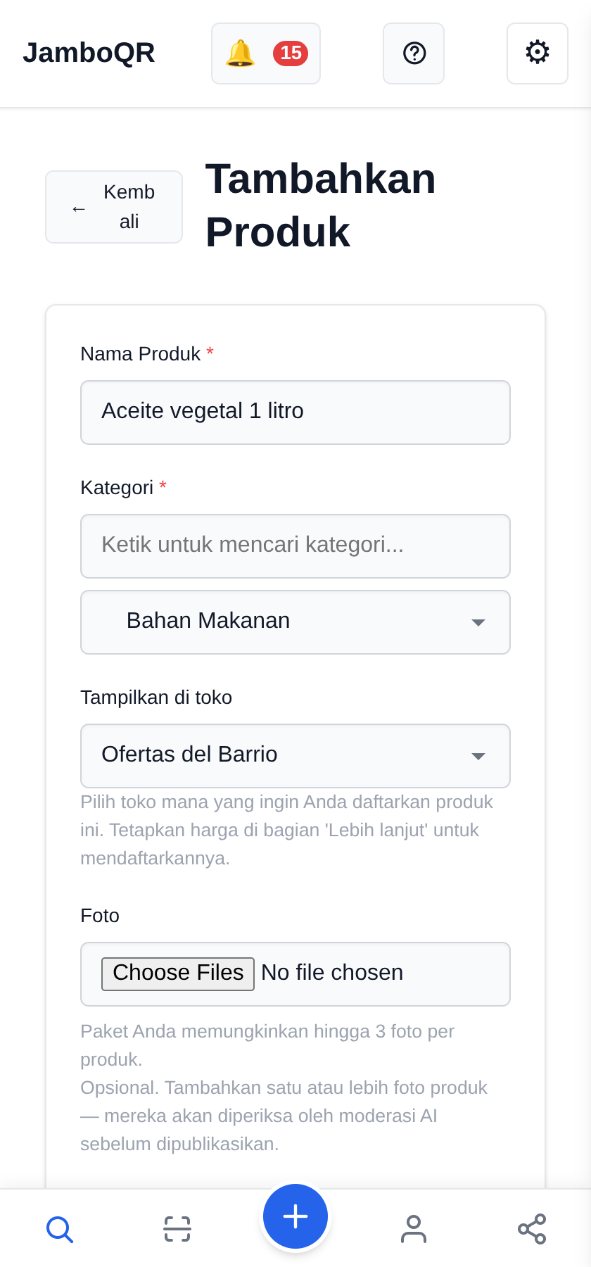 Memposting penawaran dengan tempatnya