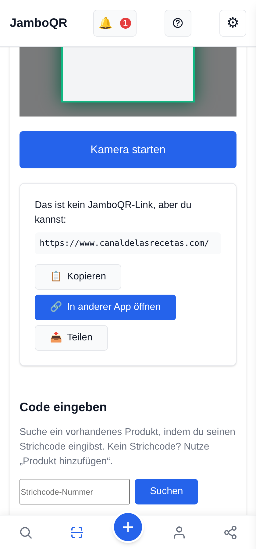 JamboQR: scannen, teilen und zeigen, was du machst – mit einem QR-Code Scanne jeden QR-Code, nicht nur unsere