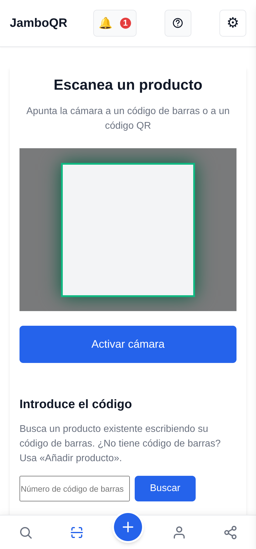 JamboQR, la app para escanear códigos QR Abre el escáner y apunta