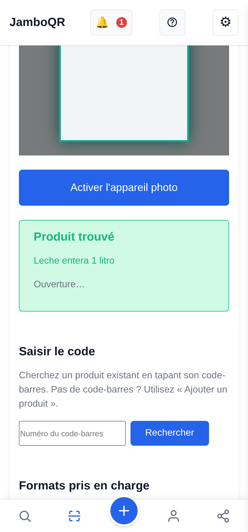 JamboQR, l'appli pour scanner les QR codes « Produit trouvé »
