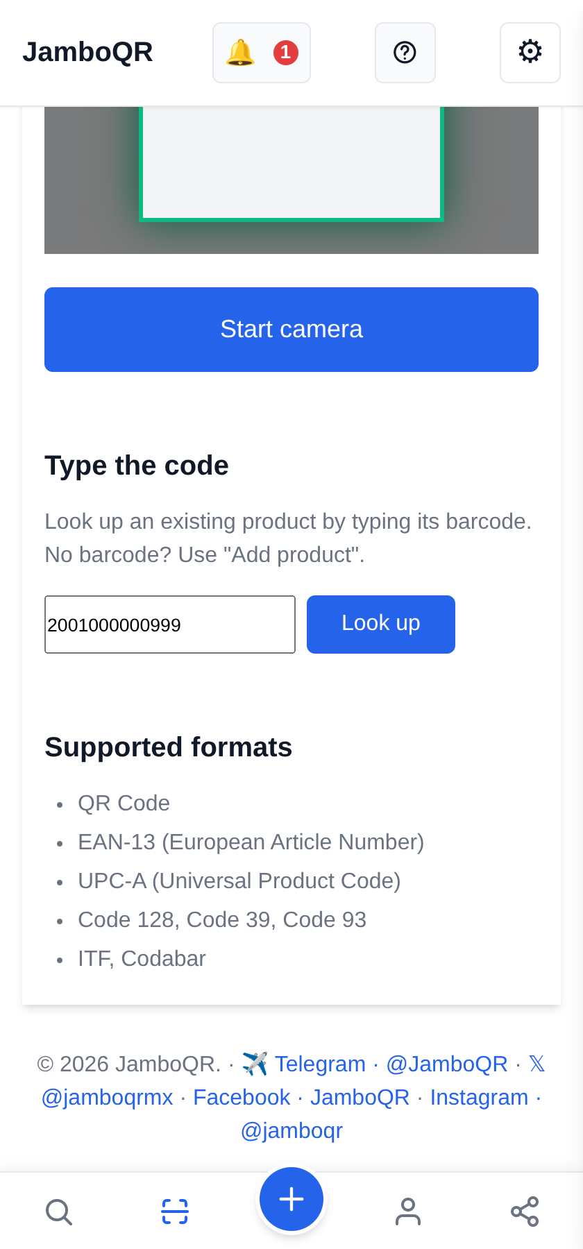 JamboQR, the app for scanning QR codes Look up a product by its barcode