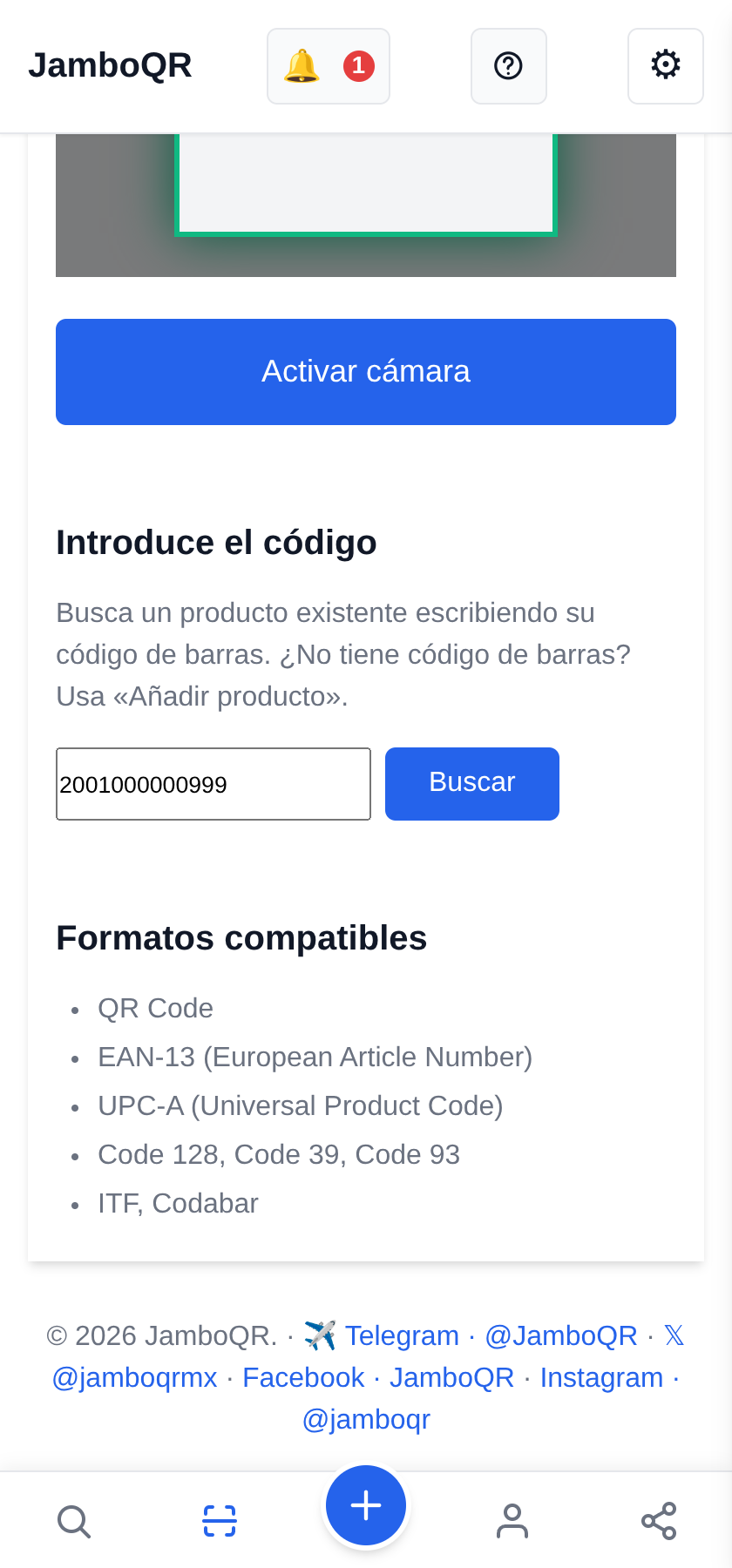 JamboQR, la app para escanear códigos QR Busca un producto por su código de barras