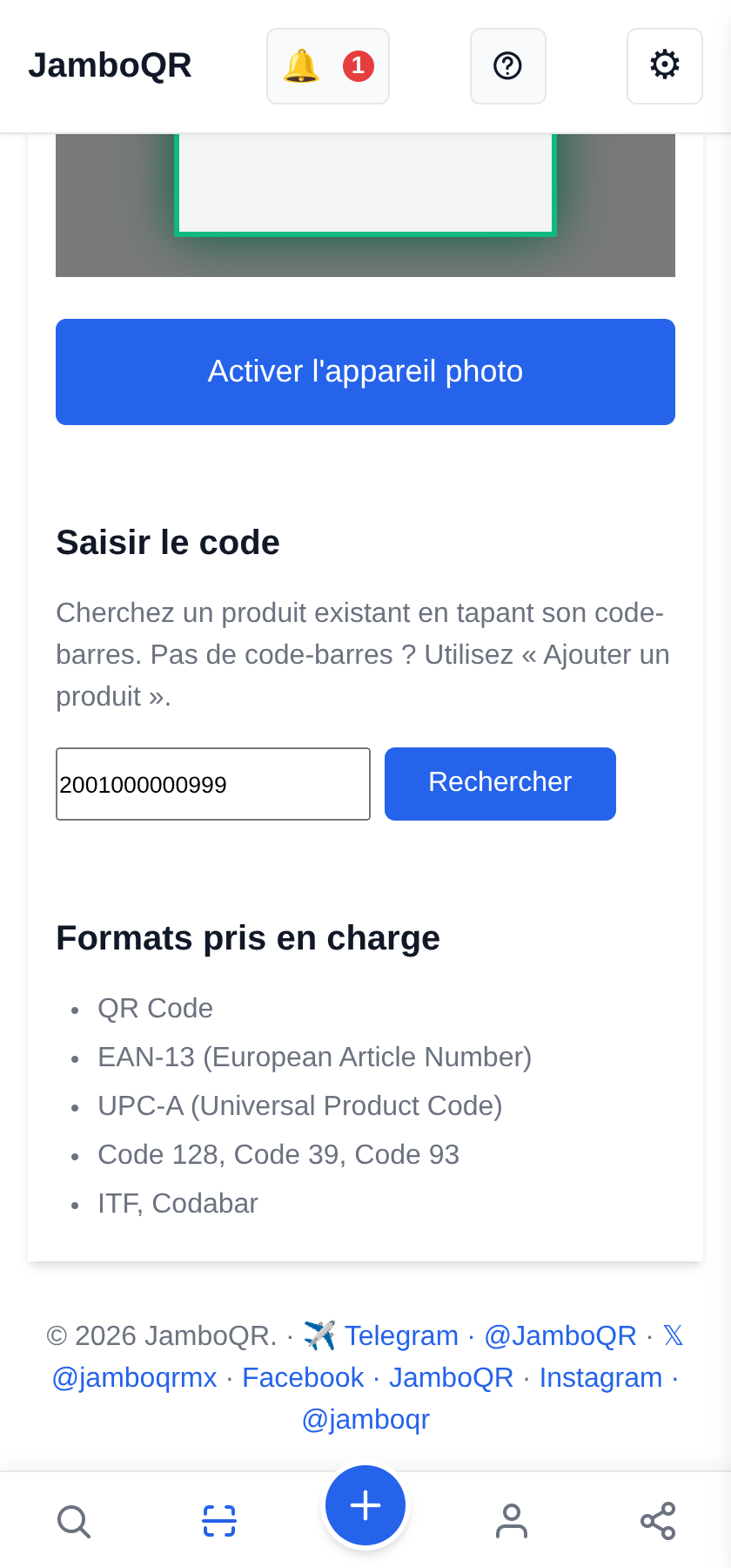 JamboQR, l'appli pour scanner les QR codes Cherchez un produit par son code-barres