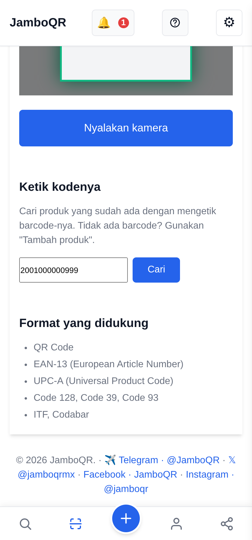 JamboQR, aplikasi untuk memindai kode QR Cari produk lewat barcode-nya