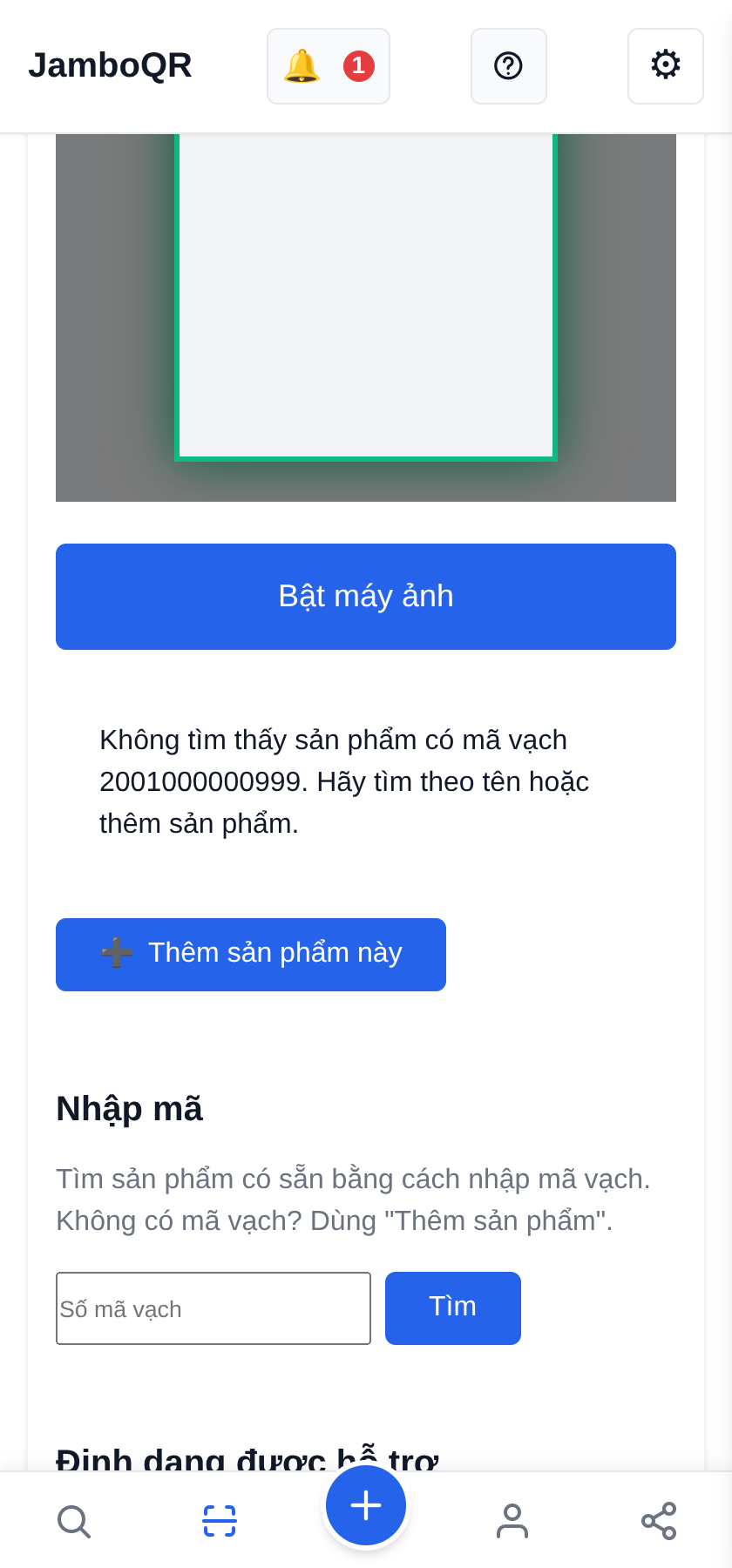 JamboQR, ứng dụng quét mã QR Chưa ai có? Bạn tự thêm