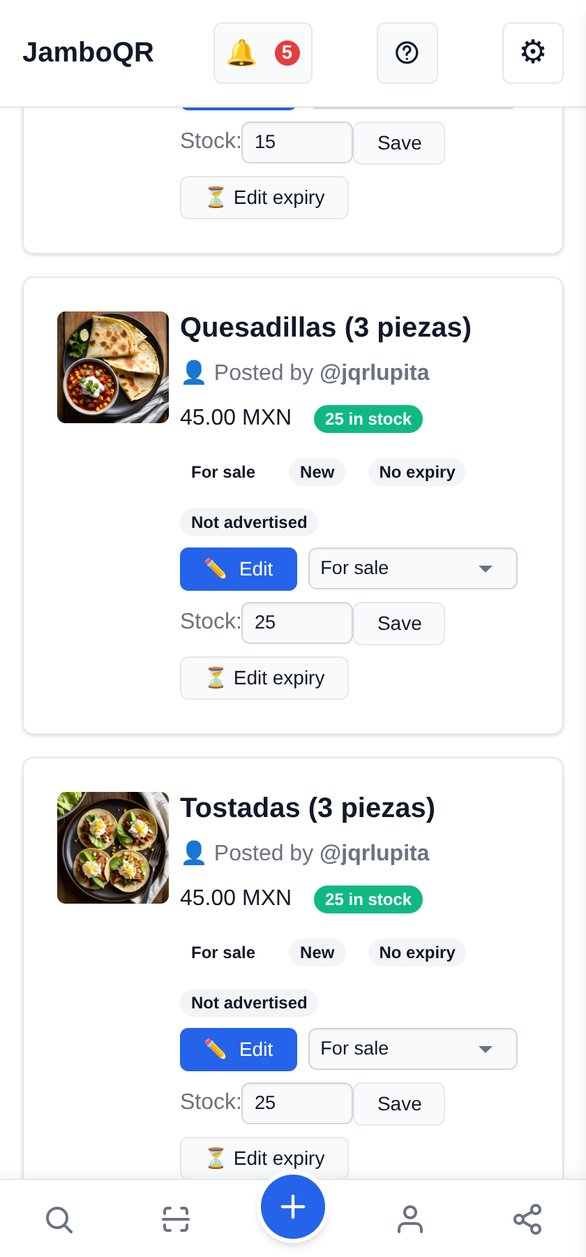 One store, several people: the family business where two can post Every product says who uploaded it
