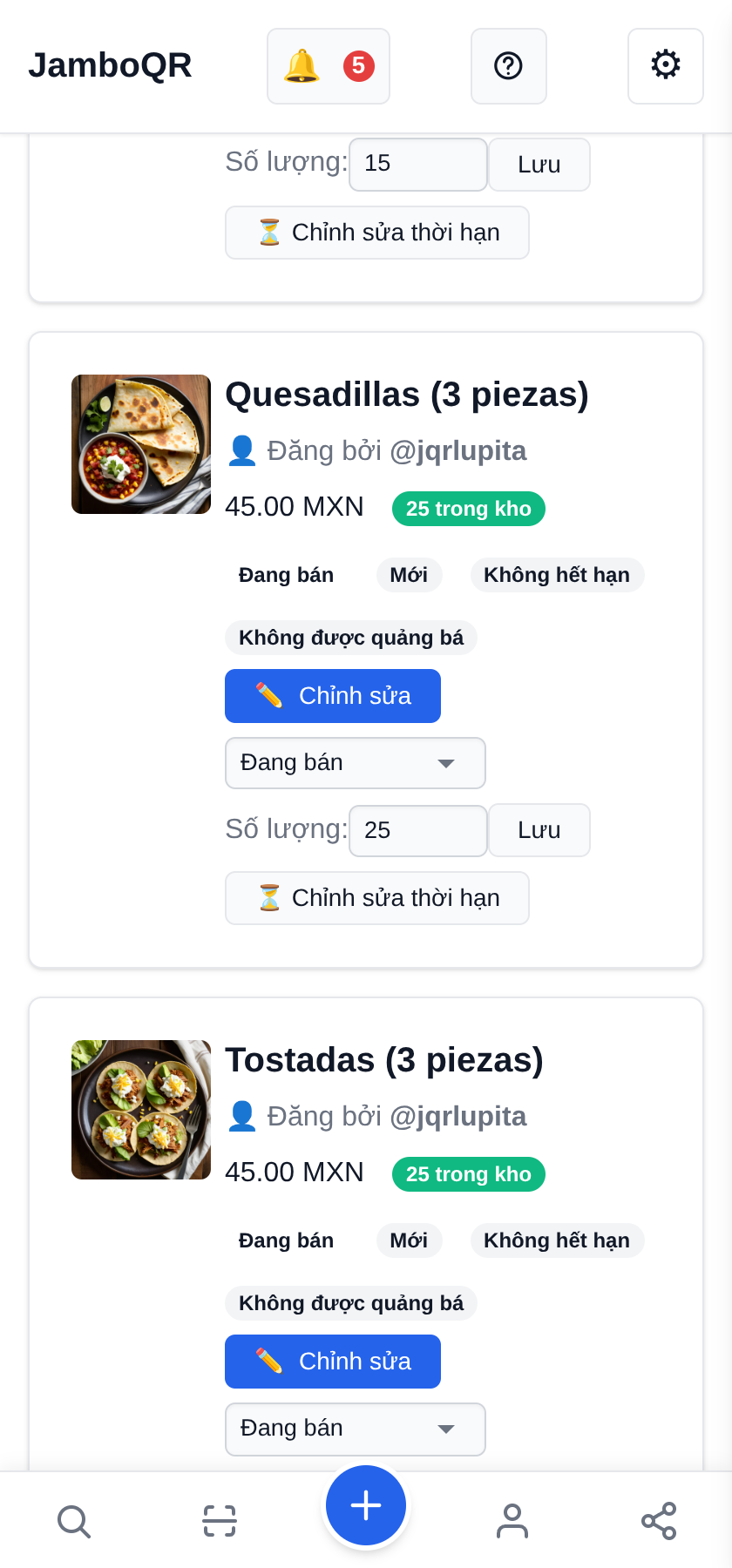 Một cửa hàng nhiều người: việc buôn bán gia đình có hai người cùng đăng Mỗi sản phẩm cho biết ai đã đăng