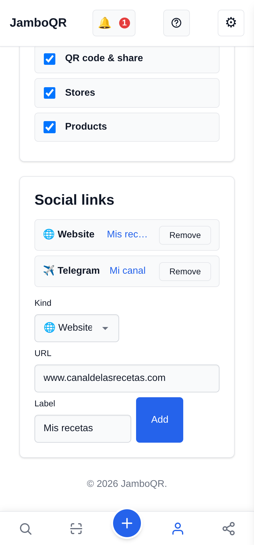 Add your website
