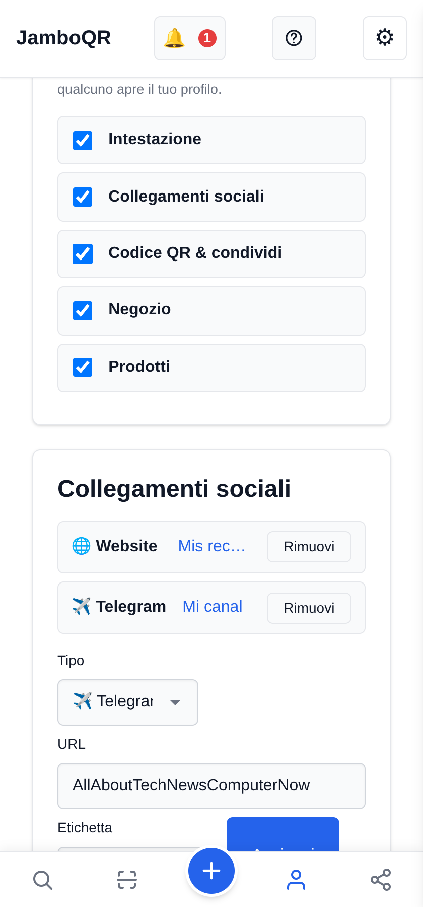 Metti i tuoi social sul profilo pubblico Decidi cosa si vede