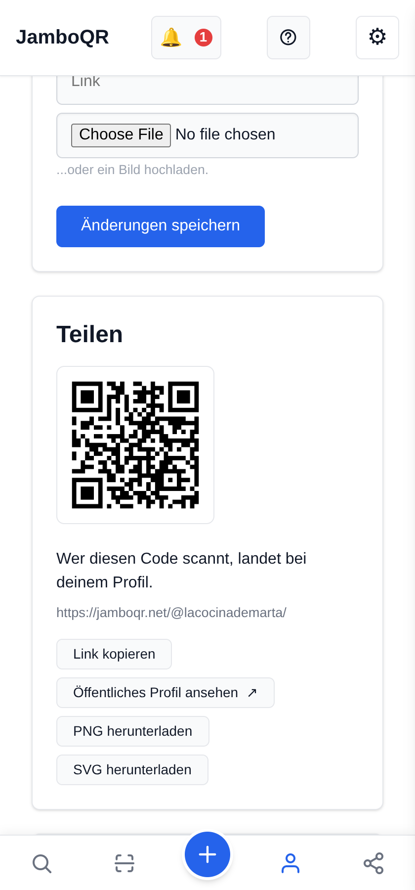 Deine Links auf dein öffentliches Profil Öffentlich schalten und teilen